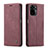 Leather Case Stands Flip Cover Holder C01S for Xiaomi Redmi Note 10S 4G Red Wine