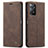 Leather Case Stands Flip Cover Holder C01S for Xiaomi Redmi Note 11 Pro 5G Brown