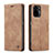 Leather Case Stands Flip Cover Holder C01S for Xiaomi Redmi Note 11 SE India 4G Light Brown