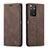 Leather Case Stands Flip Cover Holder C01S for Xiaomi Redmi Note 11S 4G Brown