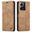 Leather Case Stands Flip Cover Holder C01S for Xiaomi Redmi Note 12 4G Light Brown