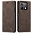 Leather Case Stands Flip Cover Holder C01S for Xiaomi Redmi Note 13 5G Brown