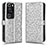 Leather Case Stands Flip Cover Holder C01X for Huawei P60 Pro Silver