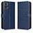 Leather Case Stands Flip Cover Holder C01X for Motorola Moto E22 Blue