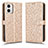 Leather Case Stands Flip Cover Holder C01X for Motorola Moto G53j 5G Gold