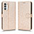 Leather Case Stands Flip Cover Holder C01X for Motorola Moto G82 5G Gold