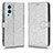 Leather Case Stands Flip Cover Holder C01X for OnePlus Nord 2 5G Silver