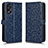 Leather Case Stands Flip Cover Holder C01X for Oppo A58 4G Blue