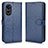 Leather Case Stands Flip Cover Holder C01X for Oppo A58 5G Blue