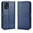 Leather Case Stands Flip Cover Holder C01X for Oppo A74 4G Blue