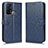 Leather Case Stands Flip Cover Holder C01X for Oppo Reno5 A Blue