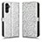 Leather Case Stands Flip Cover Holder C01X for Samsung Galaxy A14 4G Silver