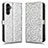 Leather Case Stands Flip Cover Holder C01X for Samsung Galaxy A14 5G Silver