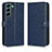 Leather Case Stands Flip Cover Holder C01X for Samsung Galaxy S24 Plus 5G Blue