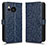 Leather Case Stands Flip Cover Holder C01X for Sharp Aquos Sense8 Blue