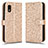 Leather Case Stands Flip Cover Holder C01X for Sharp Aquos wish3 Gold