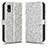 Leather Case Stands Flip Cover Holder C01X for Sharp Aquos wish3 Silver