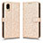 Leather Case Stands Flip Cover Holder C01X for Sharp Simple Sumaho 6 Gold