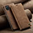 Leather Case Stands Flip Cover Holder C02S for Samsung Galaxy A12 5G Light Brown