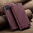 Leather Case Stands Flip Cover Holder C02S for Samsung Galaxy A12 5G Red Wine