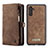 Leather Case Stands Flip Cover Holder C02S for Samsung Galaxy A13 5G Brown