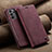 Leather Case Stands Flip Cover Holder C02S for Samsung Galaxy A23 4G Red Wine