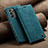Leather Case Stands Flip Cover Holder C02S for Samsung Galaxy A23 5G Blue
