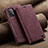 Leather Case Stands Flip Cover Holder C02S for Samsung Galaxy A52 4G Red Wine