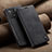 Leather Case Stands Flip Cover Holder C02S for Samsung Galaxy A72 4G Black