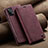 Leather Case Stands Flip Cover Holder C02S for Samsung Galaxy M32 5G Red Wine