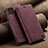 Leather Case Stands Flip Cover Holder C02S for Samsung Galaxy M33 5G Red Wine