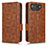 Leather Case Stands Flip Cover Holder C02X for Asus ROG Phone 7 Pro Brown