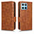 Leather Case Stands Flip Cover Holder C02X for Huawei Honor X6 5G Brown