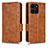 Leather Case Stands Flip Cover Holder C02X for Huawei Honor X6a Brown