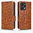 Leather Case Stands Flip Cover Holder C02X for Huawei Honor X7a Brown