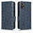 Leather Case Stands Flip Cover Holder C02X for Motorola Moto E22 Blue