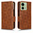 Leather Case Stands Flip Cover Holder C02X for Motorola Moto Edge (2023) 5G Brown