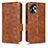 Leather Case Stands Flip Cover Holder C02X for Motorola Moto G13 Brown