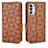 Leather Case Stands Flip Cover Holder C02X for Motorola Moto G71s 5G Brown