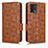 Leather Case Stands Flip Cover Holder C02X for Motorola Moto G72 Brown