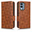 Leather Case Stands Flip Cover Holder C02X for Nokia X30 5G Brown