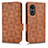 Leather Case Stands Flip Cover Holder C02X for Oppo A1x 5G Brown