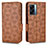 Leather Case Stands Flip Cover Holder C02X for Oppo A77 5G Brown