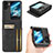 Leather Case Stands Flip Cover Holder C02X for Oppo Find N2 Flip 5G Black