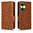 Leather Case Stands Flip Cover Holder C02X for Oppo K11x 5G Brown