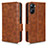 Leather Case Stands Flip Cover Holder C02X for Realme 10S 5G Brown