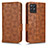 Leather Case Stands Flip Cover Holder C02X for Realme 8i Brown