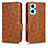 Leather Case Stands Flip Cover Holder C02X for Realme 9i 4G Brown