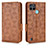 Leather Case Stands Flip Cover Holder C02X for Realme C25Y Brown