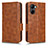 Leather Case Stands Flip Cover Holder C02X for Realme C33 (2023) Brown